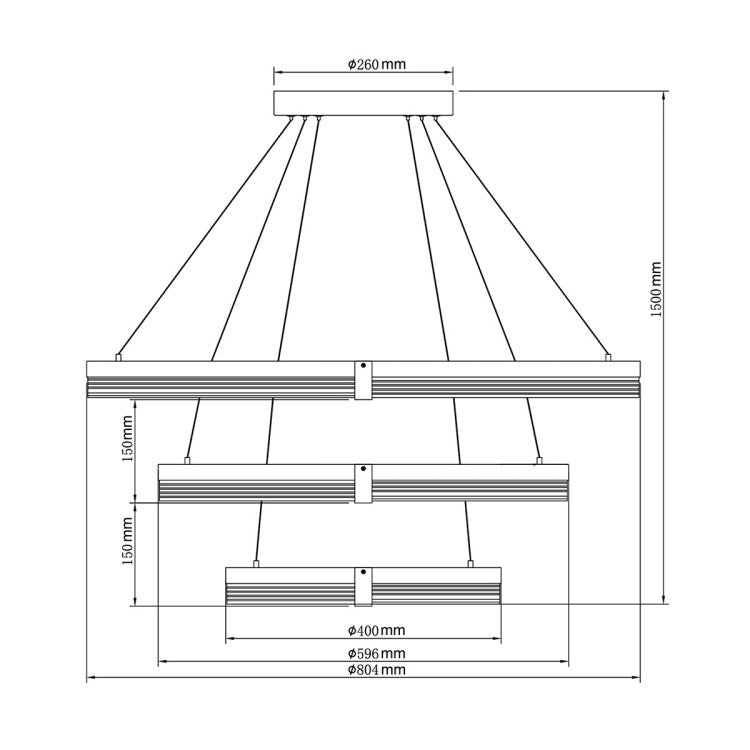 Verta 3 LED függőlámpa – 40-60-80 cm