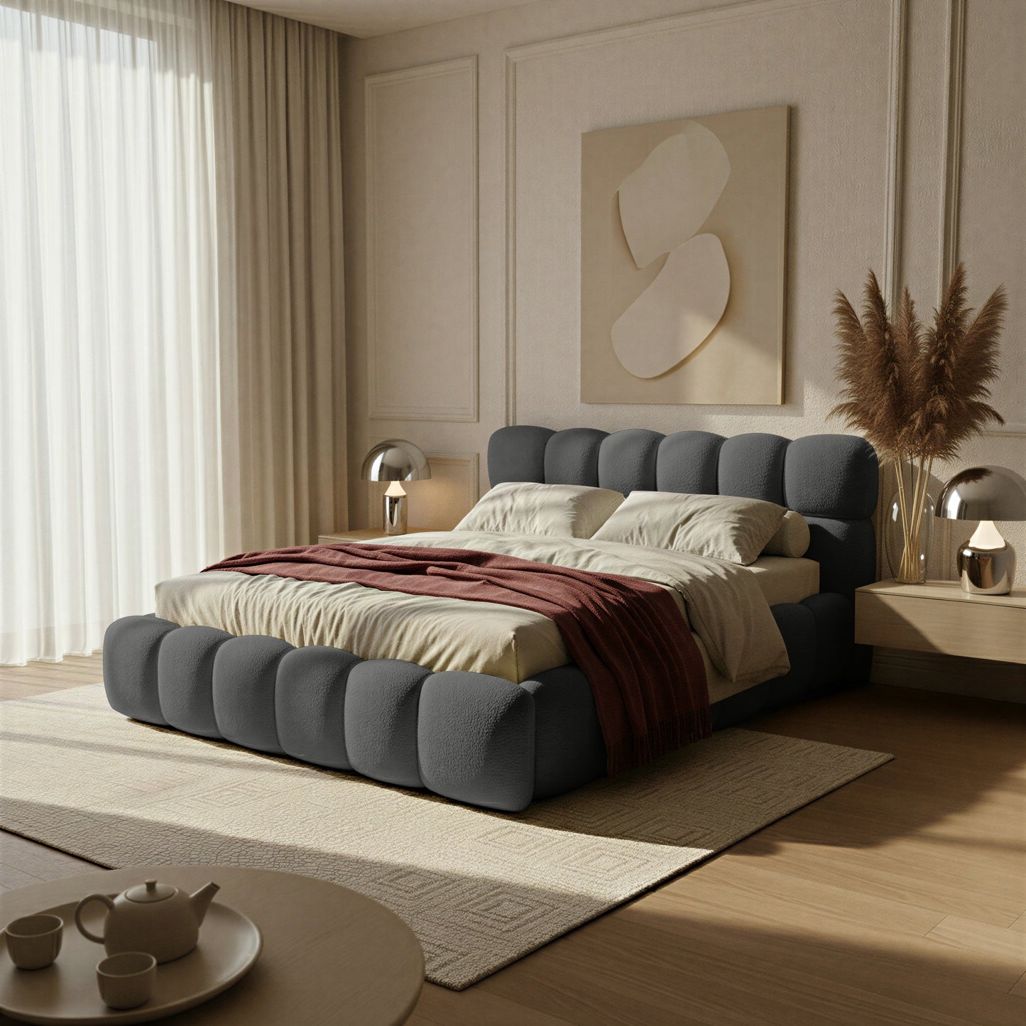 Elyzium Boucle Slim franciaágy buklészövettel