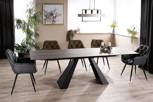 Luxe Legno fahatású kerámia étkezőasztal