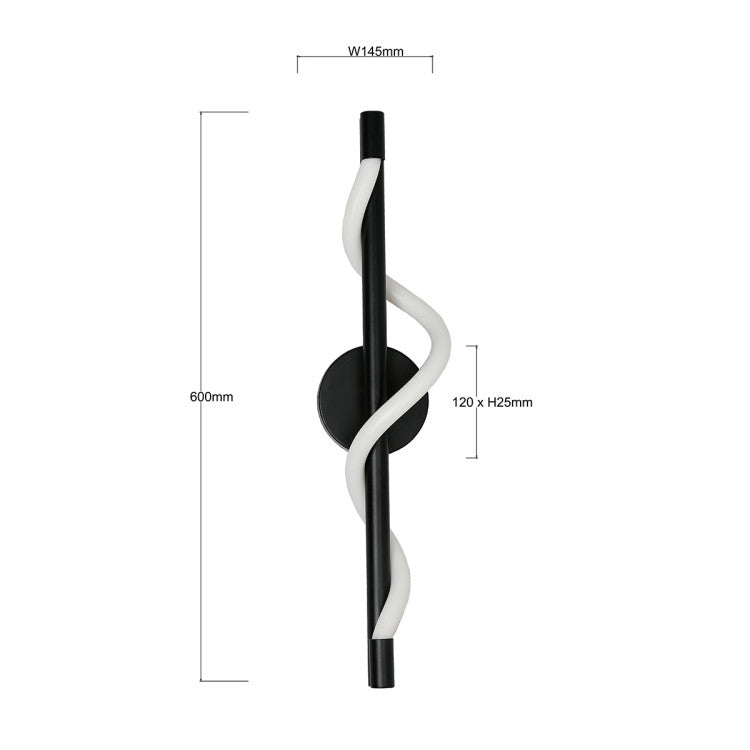 Melia Black LED falilámpa