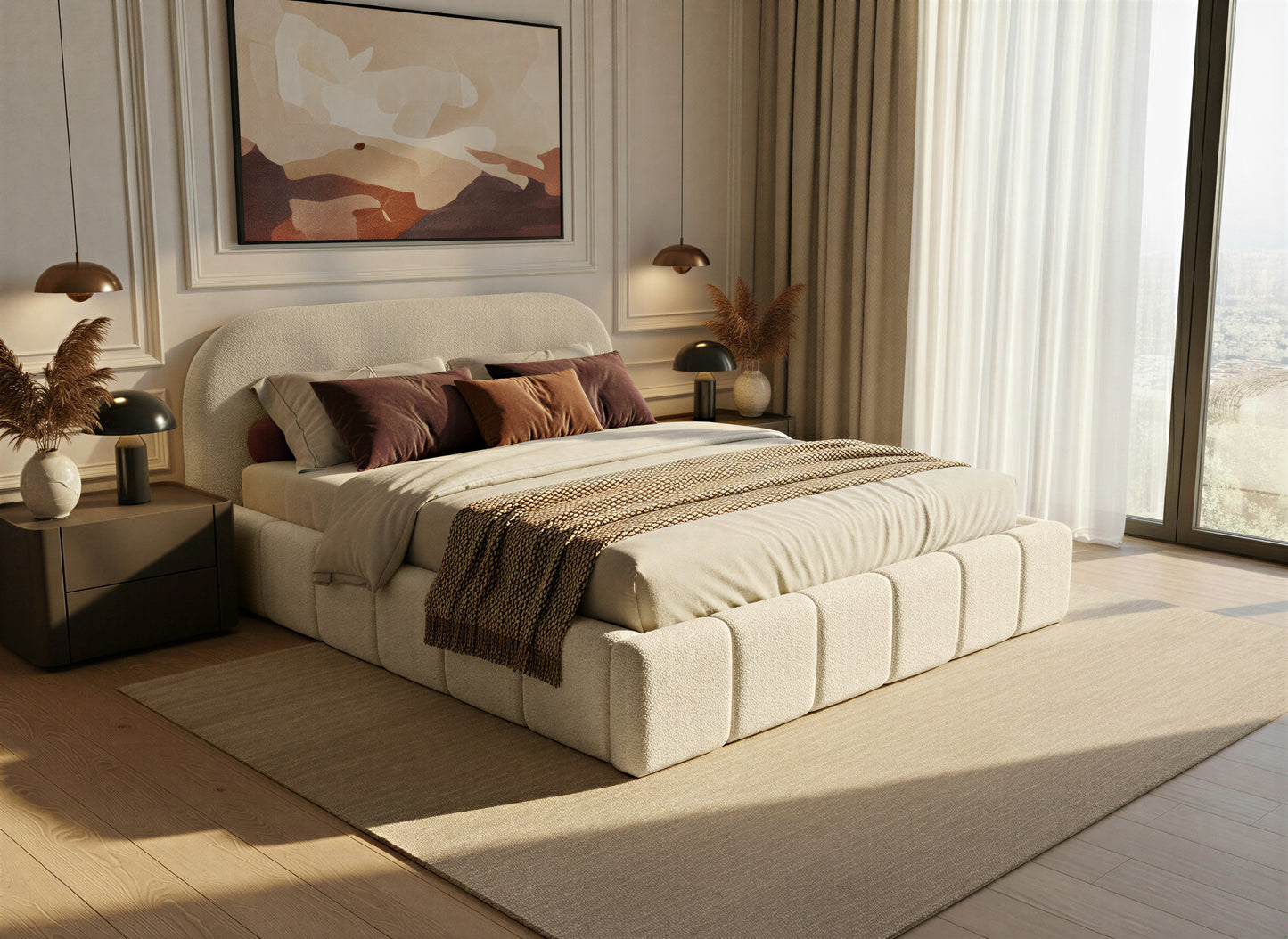 Orlando Slim franciaágy buklészövettel