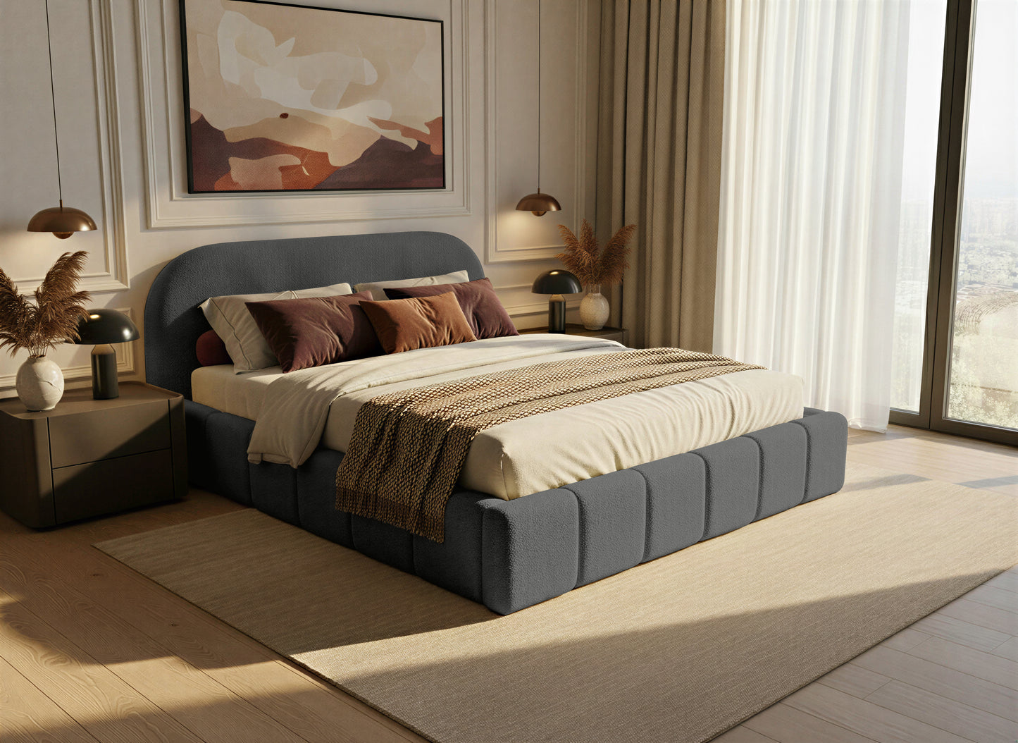 Orlando Slim franciaágy buklészövettel