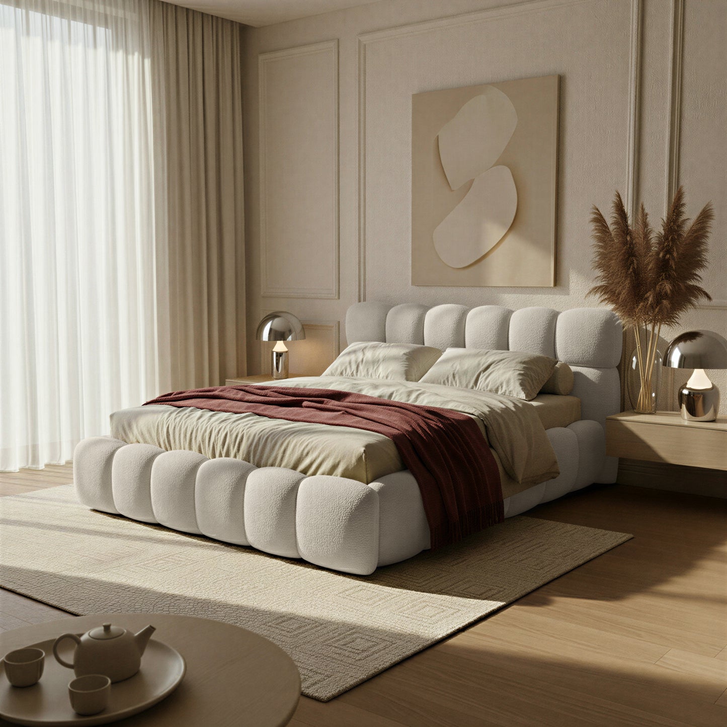 Boston Slim franciaágy buklészövettel RAKTÁRRÓL